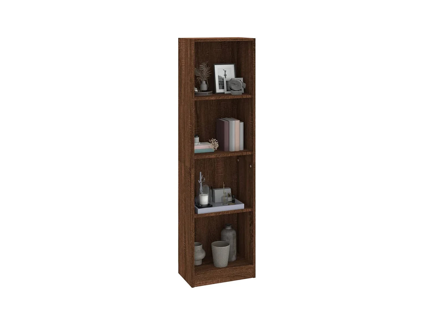 Bibliothèque | Etagère de rangement | Meuble de rangement 4 niveaux Chêne marron 40x24x143cm Bois ingénierie