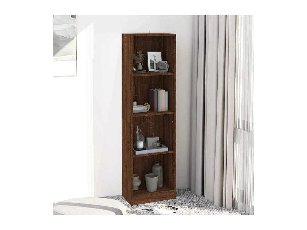 Libreria | Scaffale | Mobile di stoccaggio 4 Ripiani Rovere Marrone 40x24x143cm Legno Multistrato