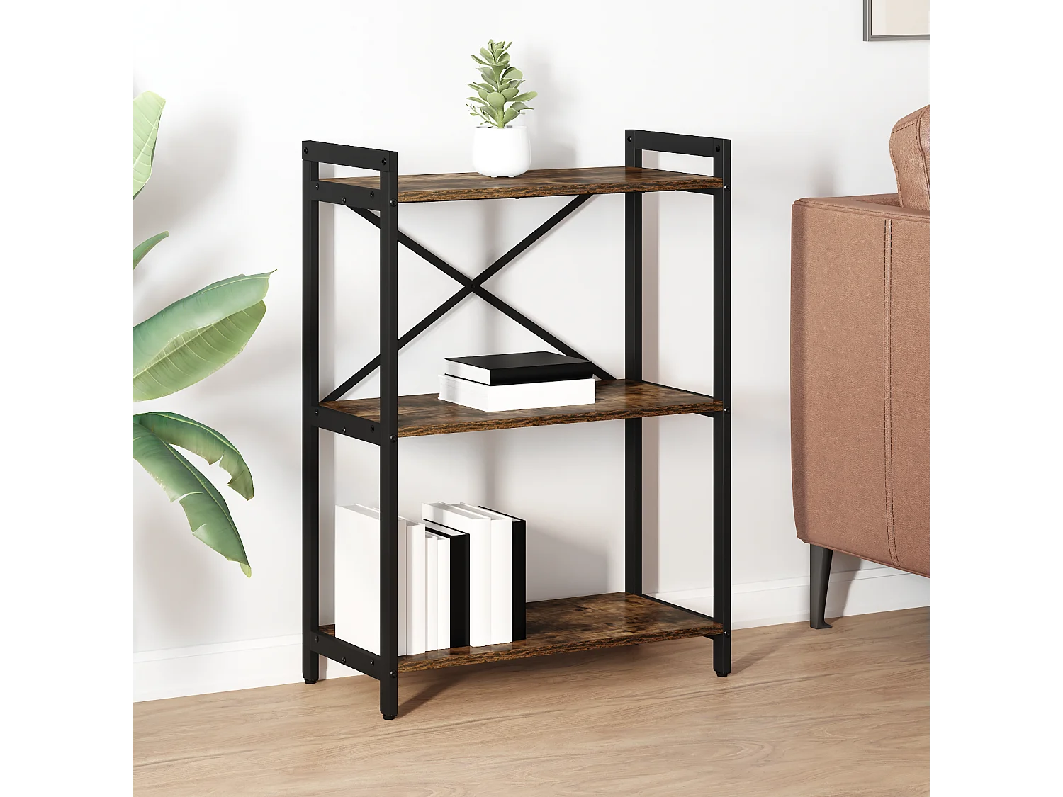 Bibliothèque | Etagère de rangement | Meuble de rangement Chêne fumé 60 x 30 x 83 cm Bois d'ingénierie