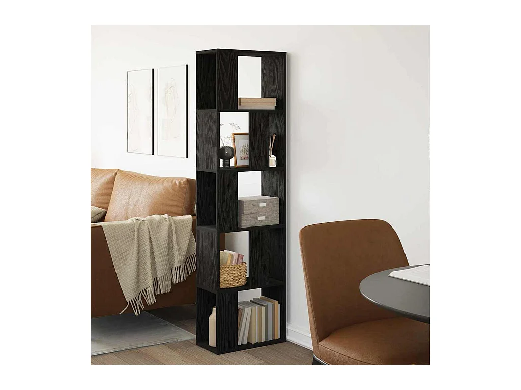 Bibliothèque | Etagère de rangement | Meuble de rangement 5 niveaux Chêne noir 45x23,5x162,5 cm Bois d'ingénierie