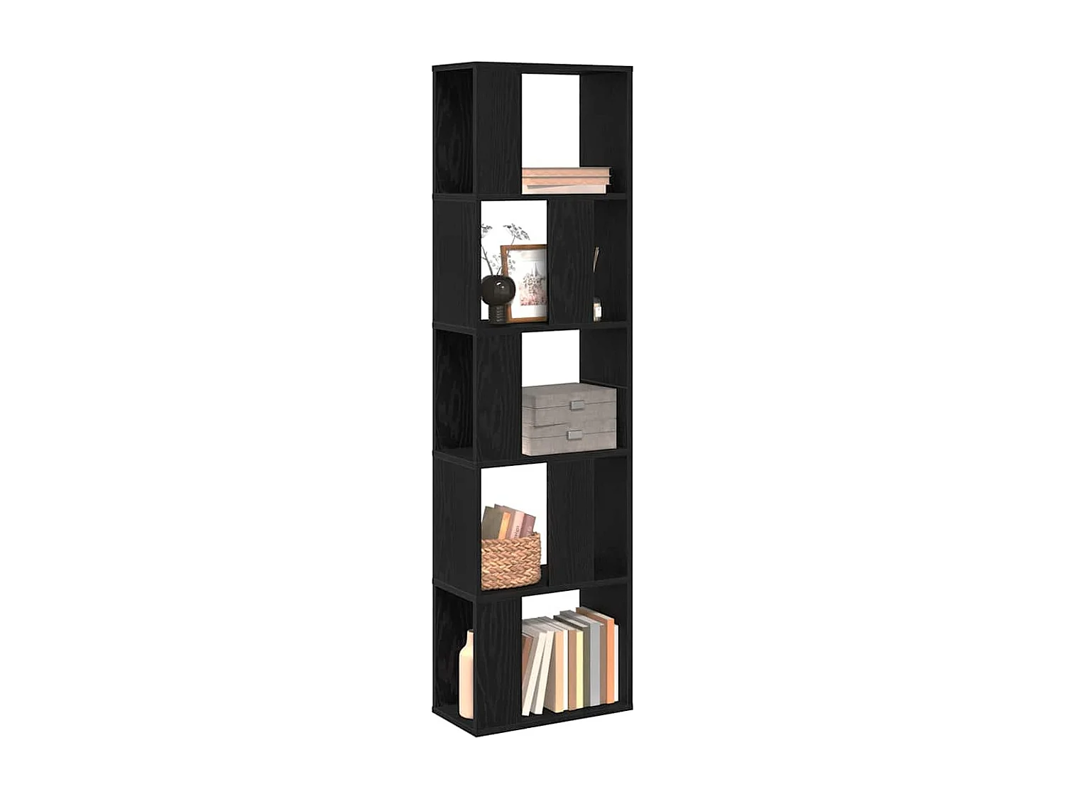 Bibliothèque | Etagère de rangement | Meuble de rangement 5 niveaux Chêne noir 45x23,5x162,5 cm Bois d'ingénierie