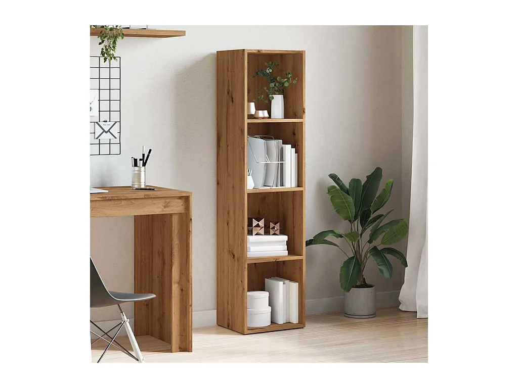 Bibliothèque | Etagère de rangement | Meuble de rangement chêne artisanal 36x30x143 cm bois d'ingénierie