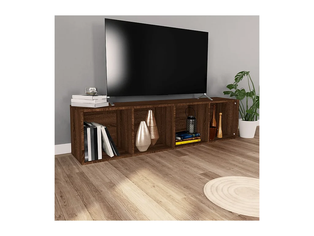 Bibliothèque Meuble TV | Etagère de rangement | Meuble de rangement Chêne marron 36x30x143 cm