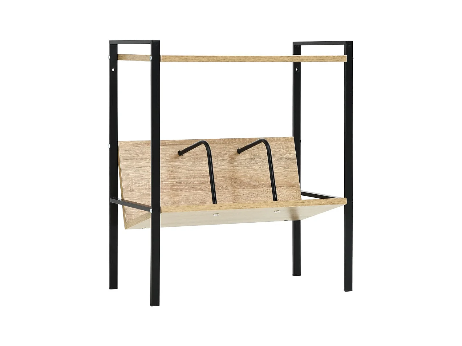 Bibliothèque | Etagère de rangement | Meuble de rangement 2 niveaux noir chêne 52x28x59 cm bois d'ingénierie