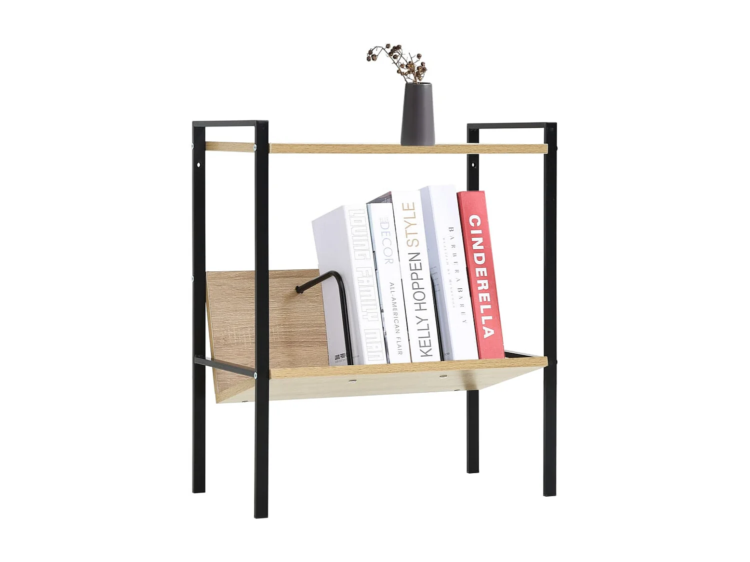 Bibliothèque | Etagère de rangement | Meuble de rangement 2 niveaux noir chêne 52x28x59 cm bois d'ingénierie