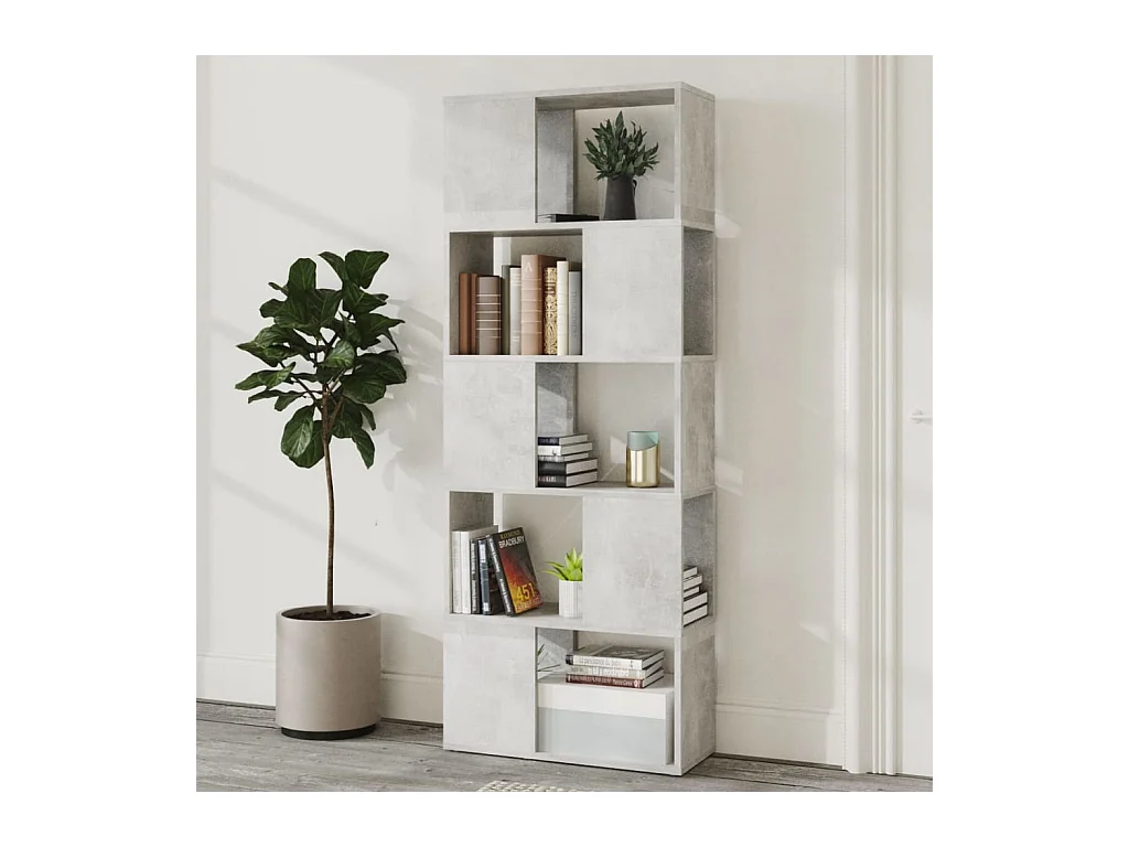 Bibliothèque | Etagère de rangement | Meuble de rangement Gris béton 60x24x155 cm