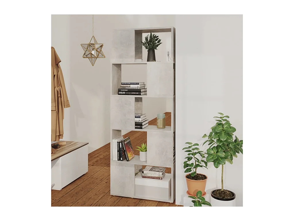 Bibliothèque | Etagère de rangement | Meuble de rangement Gris béton 60x24x155 cm