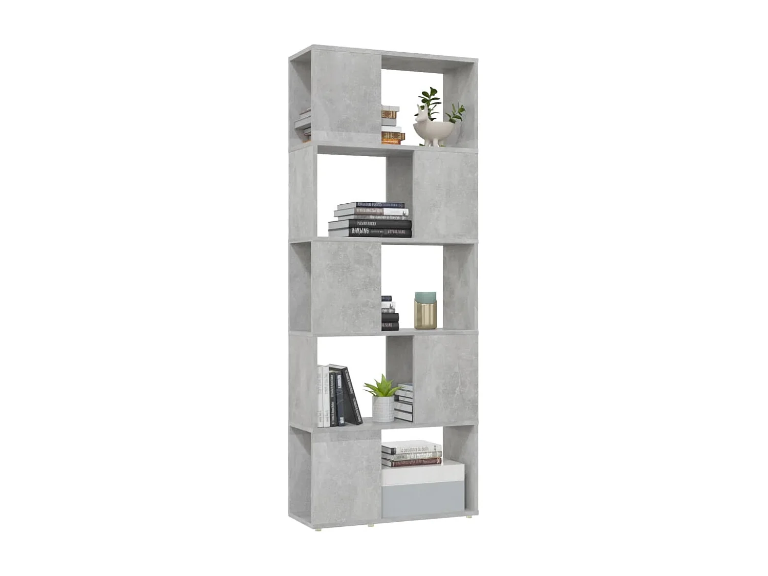 Libreria | Scaffale | Mobile di stoccaggio Divisorio Grigio Cemento 60x24x155 cm