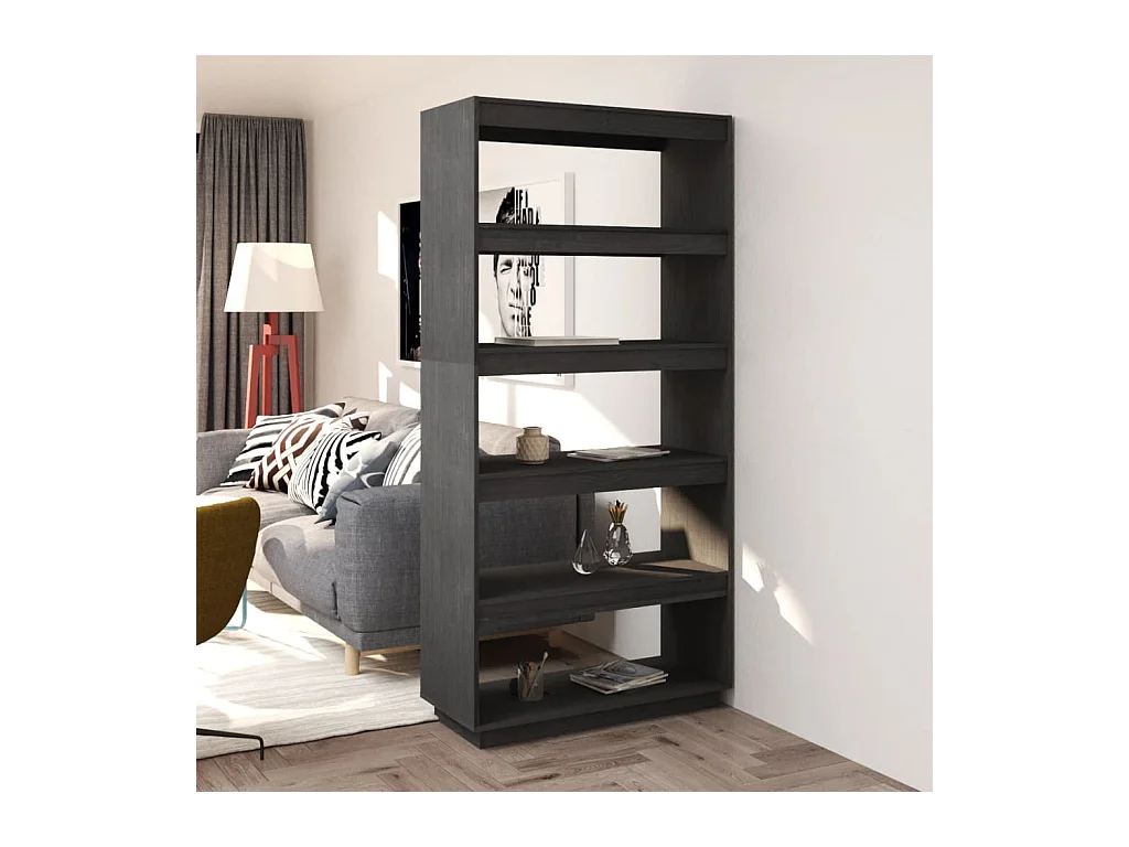 Bibliothèque | Etagère de rangement | Meuble de rangement Gris 80x35x167 cm Pin massif