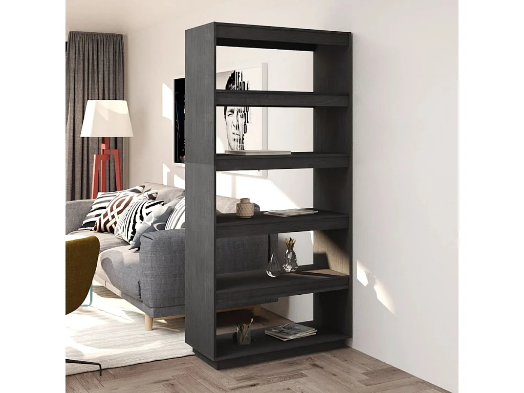 Bibliothèque | Etagère de rangement | Meuble de rangement Gris 80x35x167 cm Pin massif