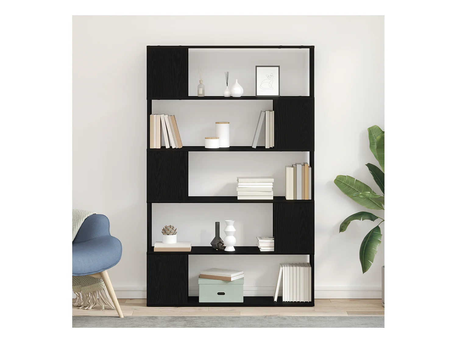 Armadio per Libri | Scaffale Libri | Mobile di stoccaggio Nero Rovere 100x24x155 cm in legno ingegnerizzato