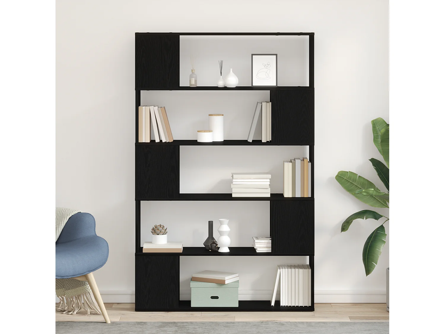 Armadio per Libri | Scaffale Libri | Mobile di stoccaggio Nero Rovere 100x24x155 cm in legno ingegnerizzato