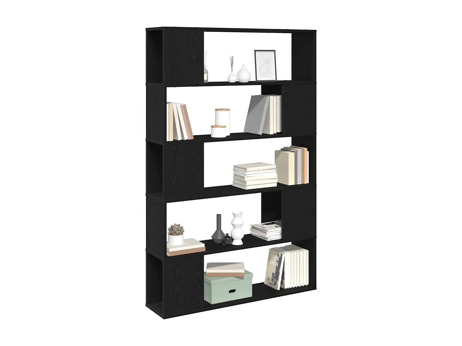 Armadio per Libri | Scaffale Libri | Mobile di stoccaggio Nero Rovere 100x24x155 cm in legno ingegnerizzato