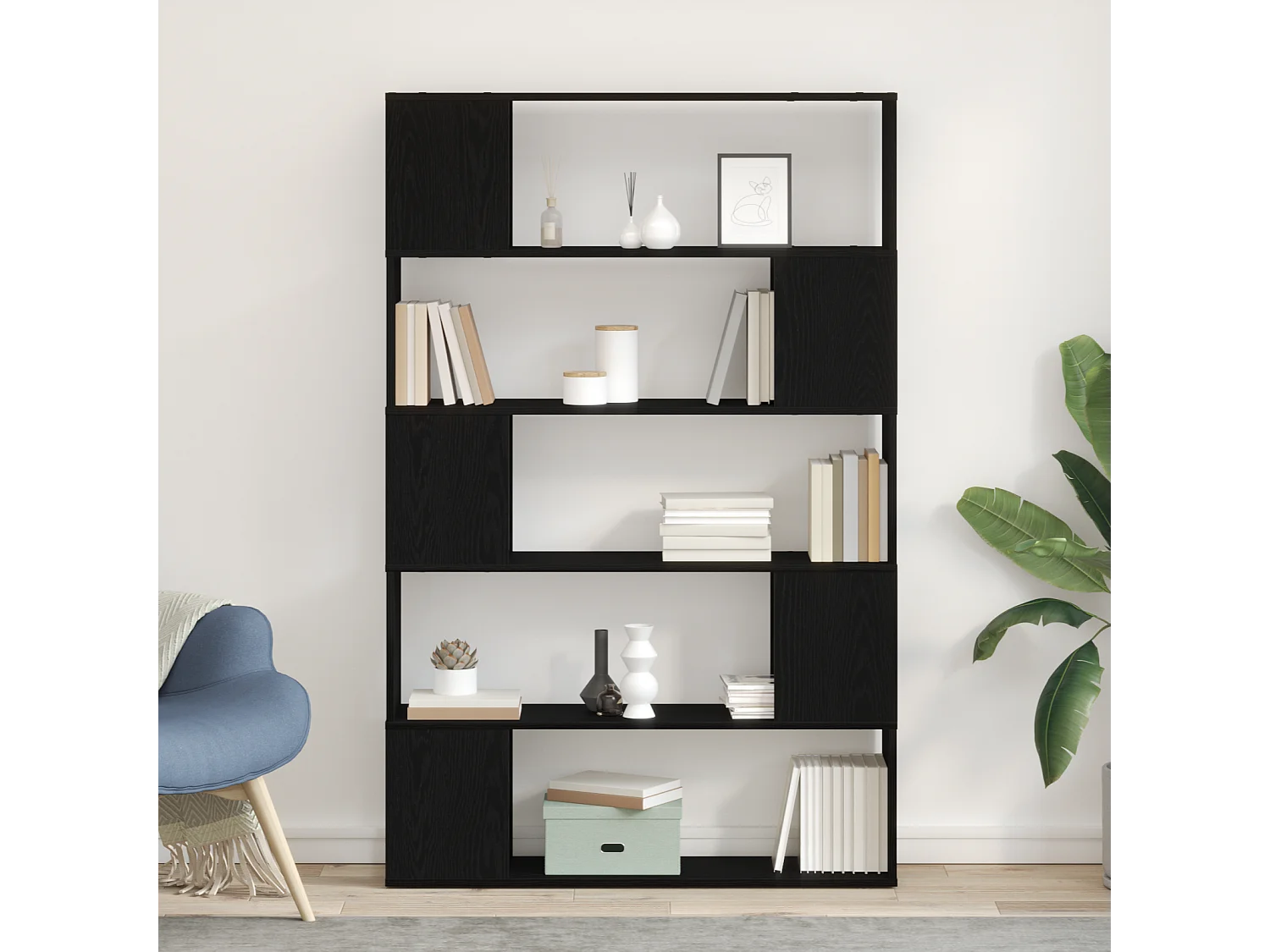 Armadio per Libri | Scaffale Libri | Mobile di stoccaggio Nero Rovere 100x24x155 cm in legno ingegnerizzato