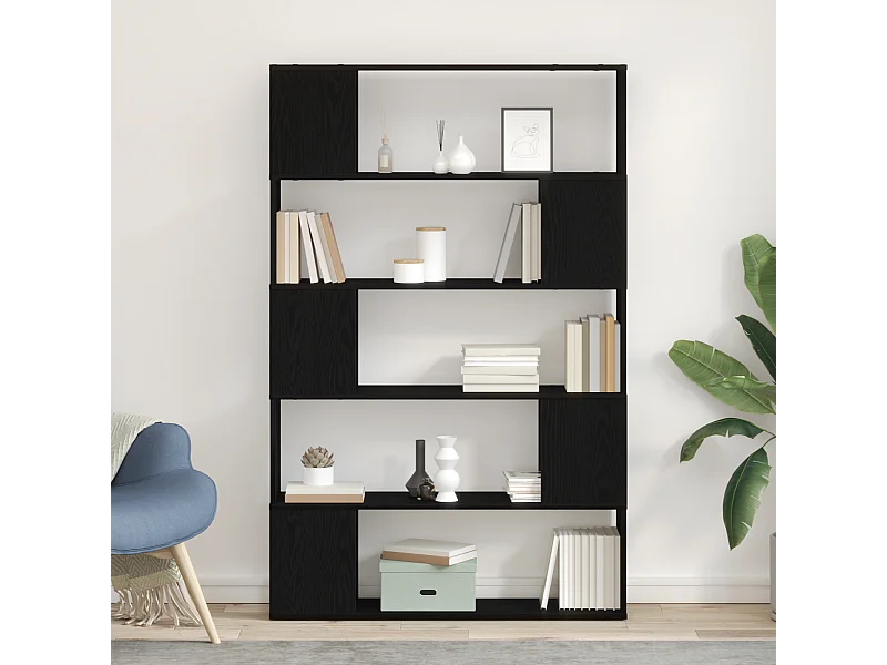 Bibliothèque | Etagère de rangement | Meuble de rangement Noir Chêne 100x24x155 cm Bois d'ingénierie