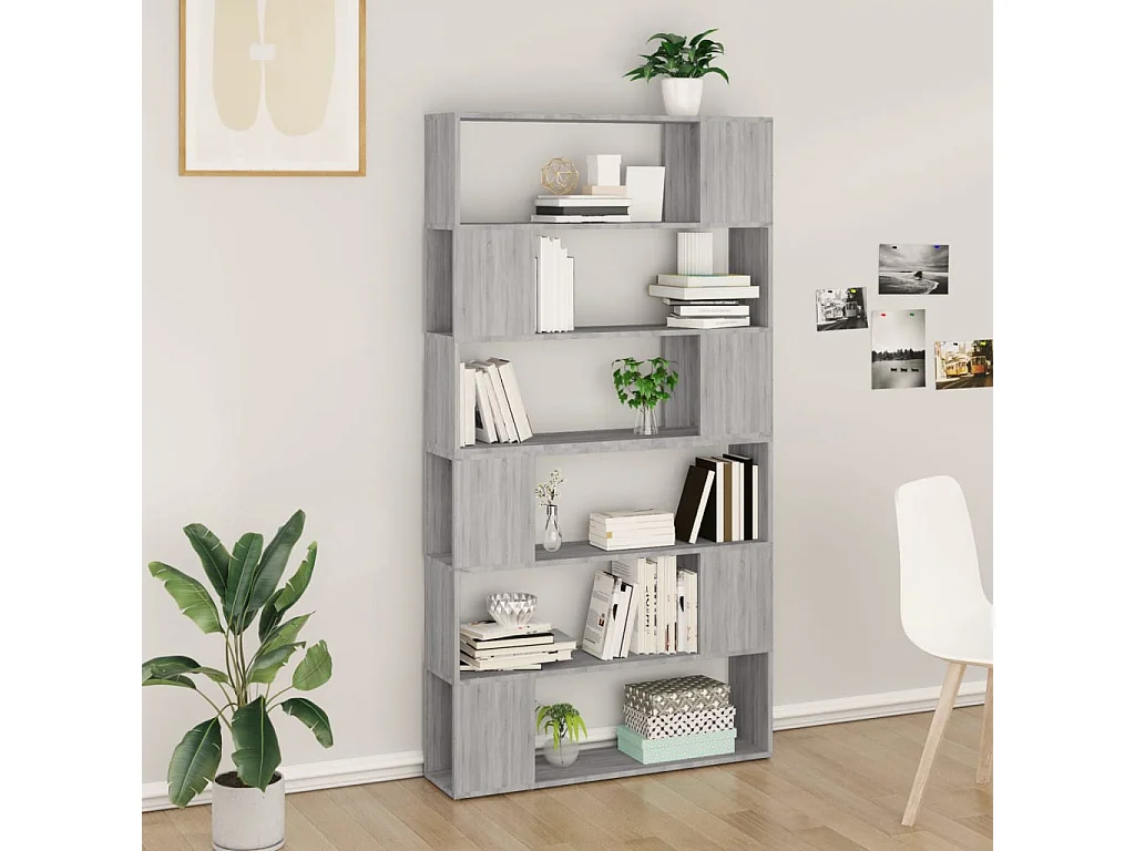 Libreria | Scaffale | Mobile di stoccaggio Divisorio Grigio Sonoma 100x24x188 cm