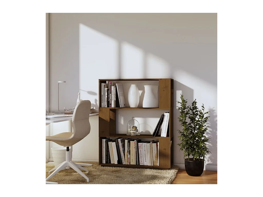 Bibliothèque | Etagère de rangement | Meuble de rangement Marron miel 80x25x101 cm Bois massif