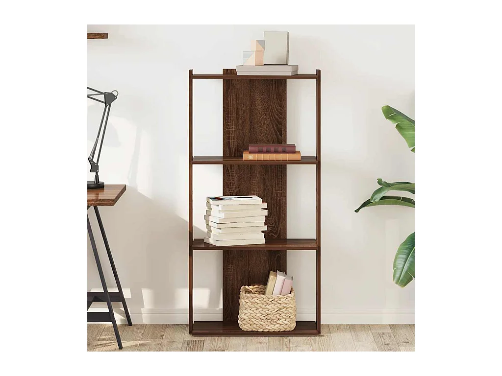 Bibliothèque | Etagère de rangement | Meuble de rangement 3 niveaux chêne marron 60x30x120cm bois ingénierie