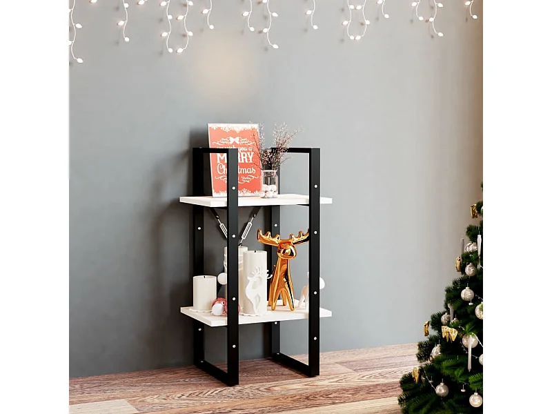 Libreria | Scaffale | Mobile di stoccaggio a 2 Ripiani Bianca 40x30x70 cm in Massello di Pino