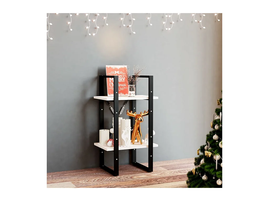 Libreria | Scaffale | Mobile di stoccaggio a 2 Ripiani Bianca 40x30x70 cm in Massello di Pino