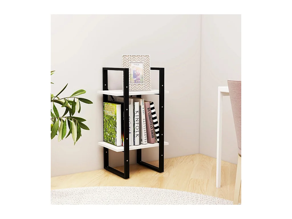 Libreria | Scaffale | Mobile di stoccaggio a 2 Ripiani Bianca 40x30x70 cm in Massello di Pino