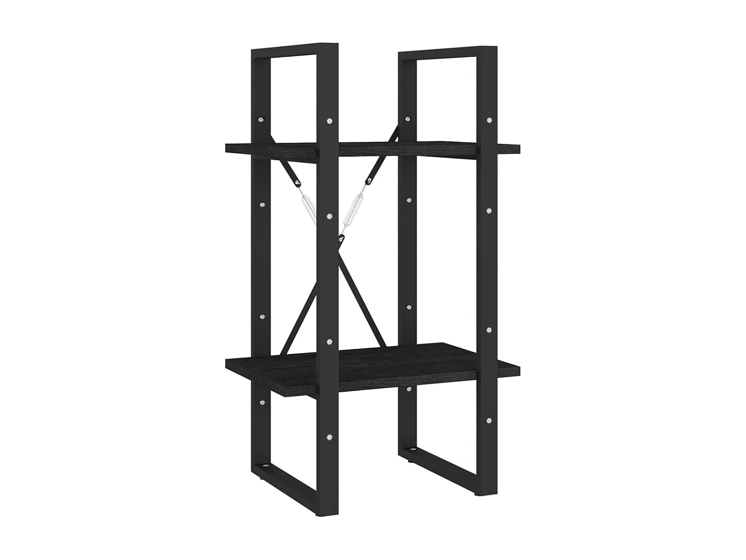 Libreria | Scaffale | Mobile di stoccaggio a 2 Ripiani Nera 40x30x70 cm in Massello di Pino