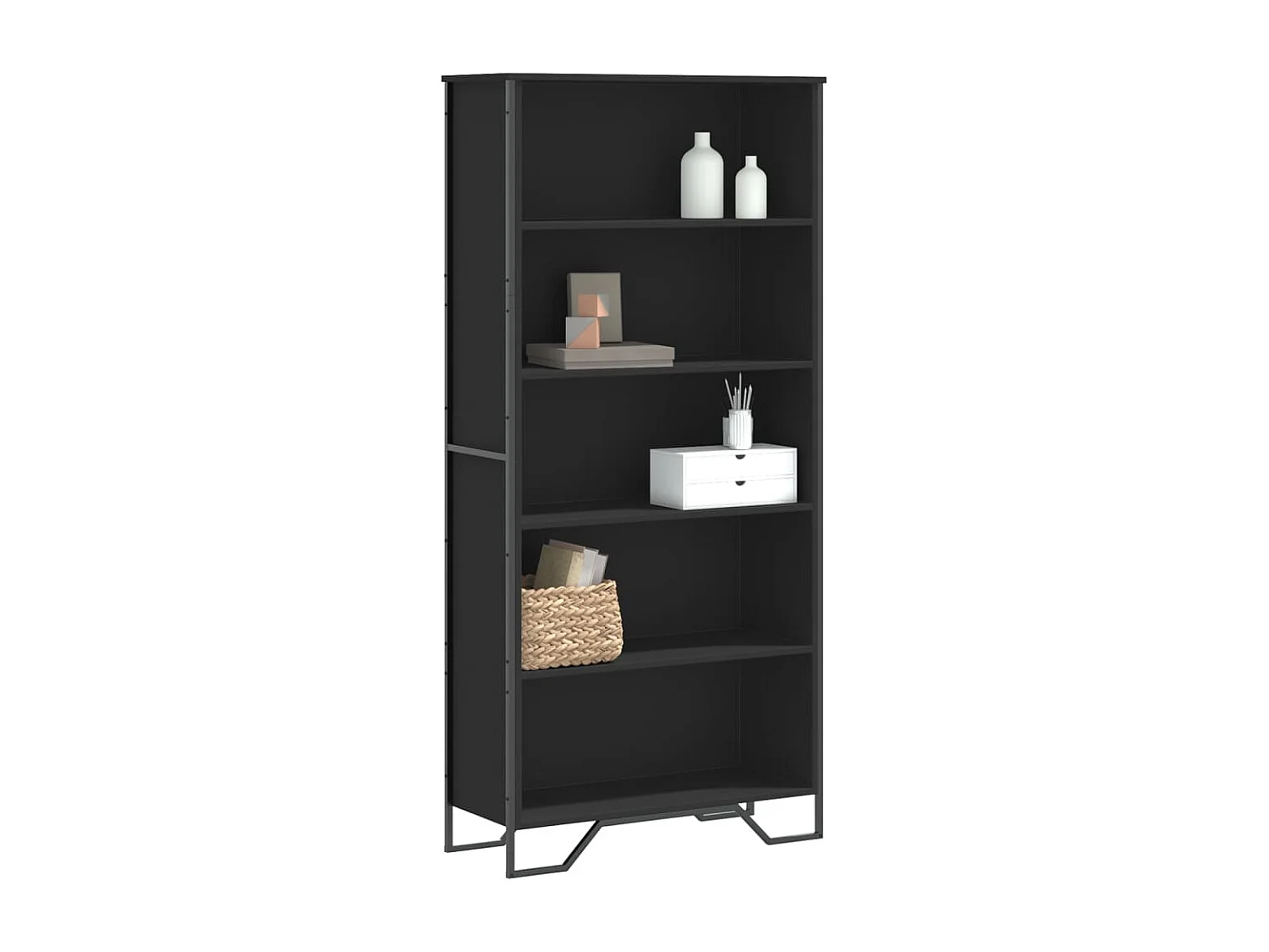 Libreria | Scaffale | Mobile di stoccaggio Nera 80x31x169 cm in Truciolato