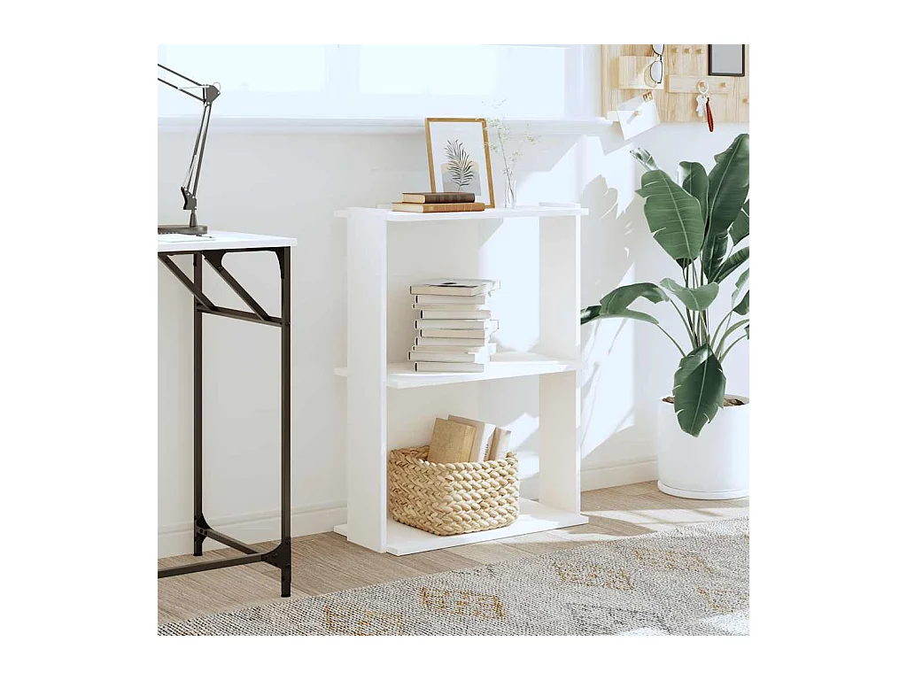 Bibliothèque | Etagère de rangement | Meuble de rangement à 3 niveaux blanc 60x30x80 cm bois d'ingénierie
