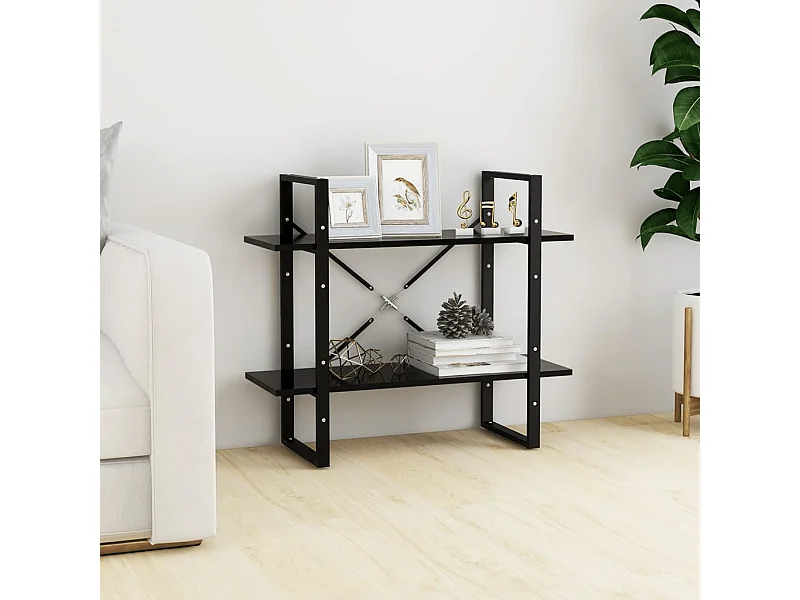 Libreria | Scaffale | Mobile di stoccaggio a 2 Ripiani Nera 80x30x70 cm in Legno Multistrato