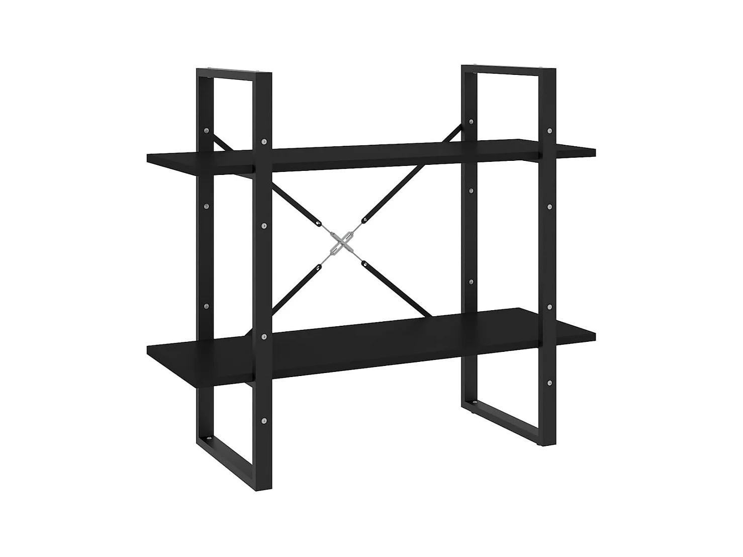 Libreria | Scaffale | Mobile di stoccaggio a 2 Ripiani Nera 80x30x70 cm in Legno Multistrato