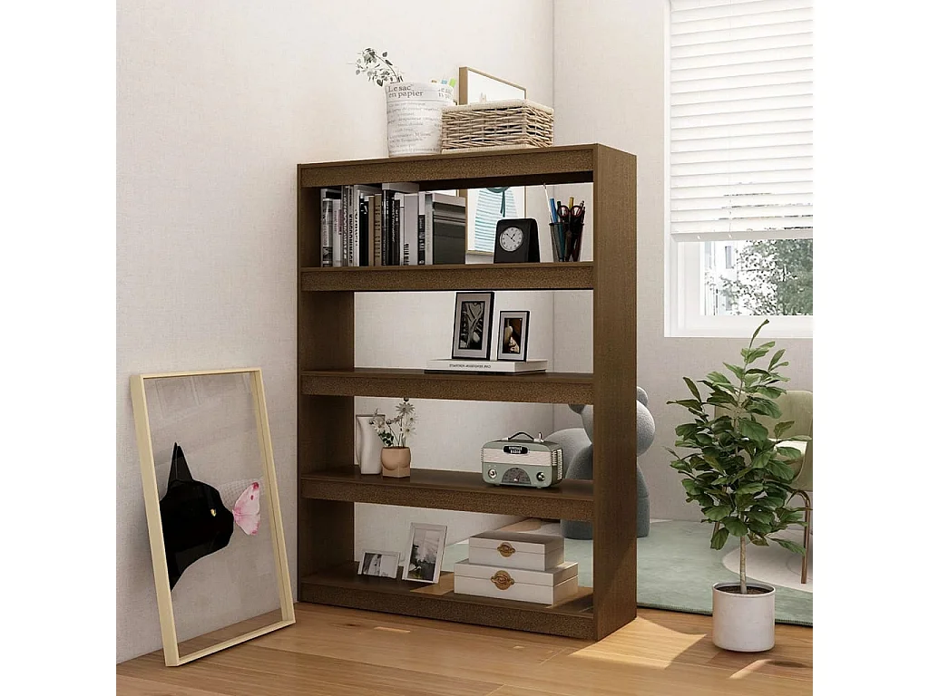 Libreria | Scaffale | Mobile di stoccaggio Divisorio Ambra 100x30x135,5 cm in Massello di Pino