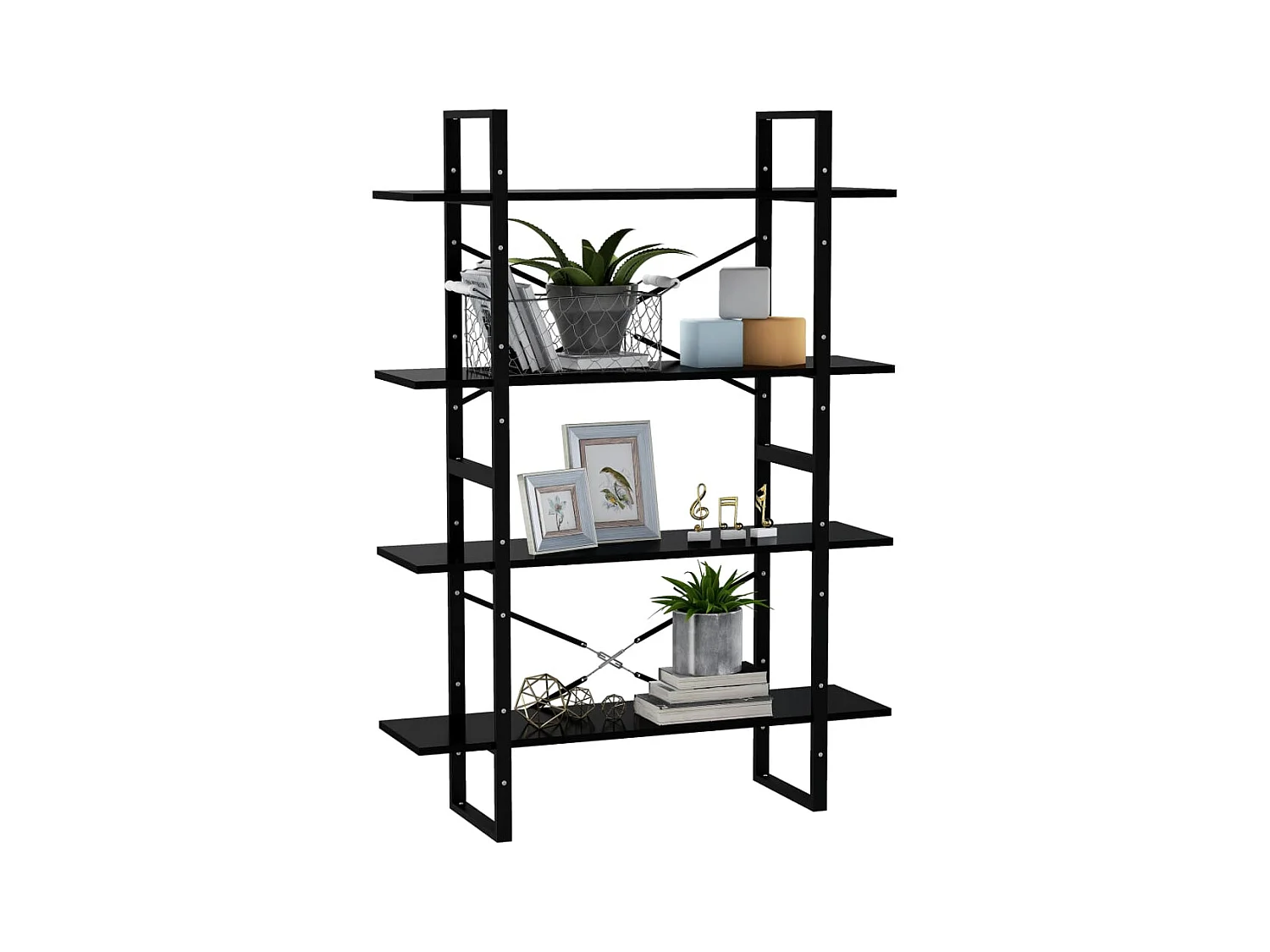 Bibliothèque | Etagère de rangement | Meuble de rangement à 4 niveaux noir 100x30x140 cm bois d'ingénierie