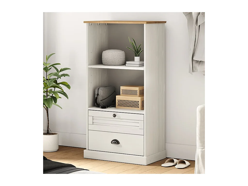 Bibliothèque | Etagère de rangement | Meuble de rangement VIGO blanc 60x35x114,5 cm bois massif de pin