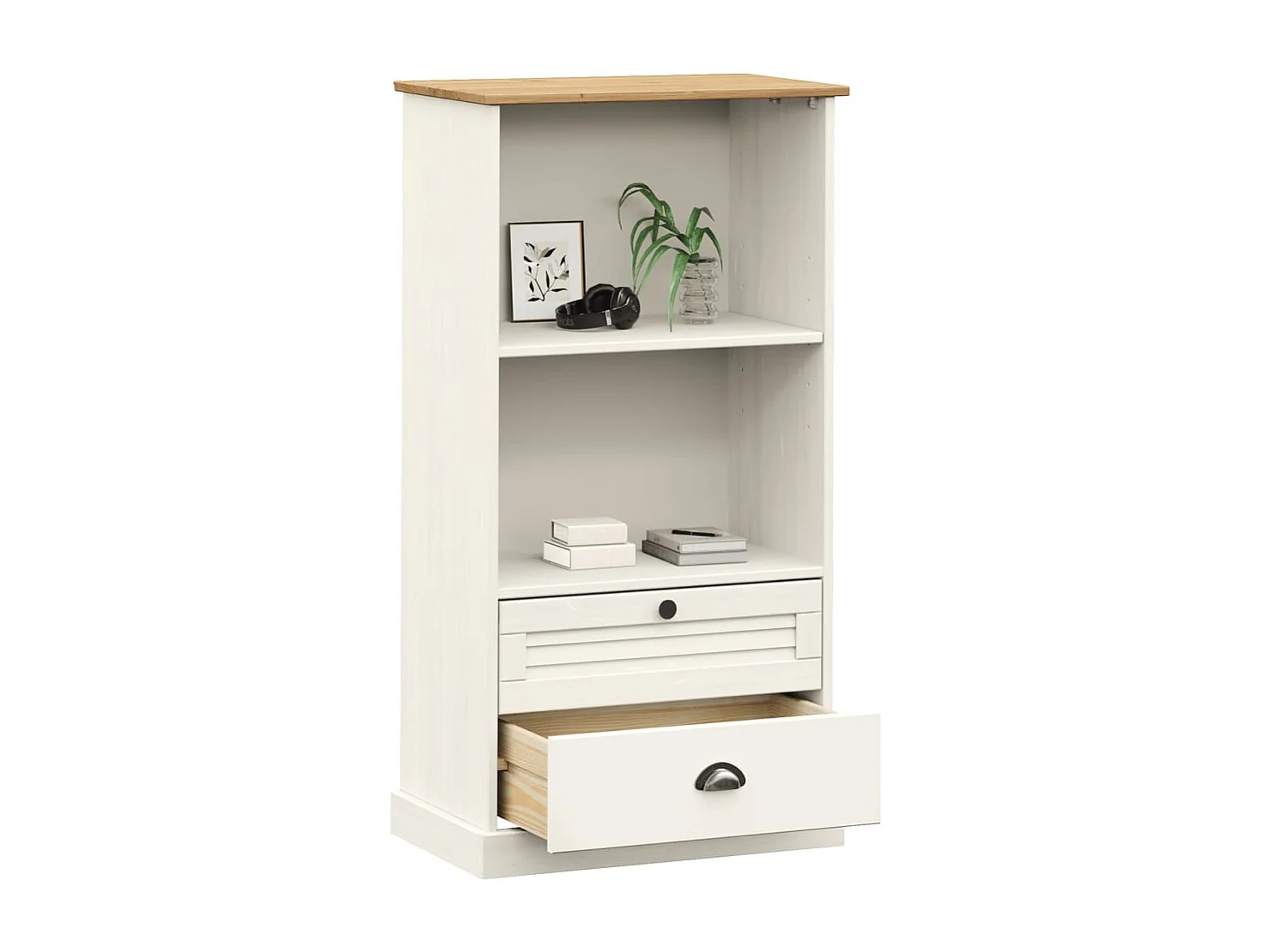 Bibliothèque | Etagère de rangement | Meuble de rangement VIGO blanc 60x35x114,5 cm bois massif de pin