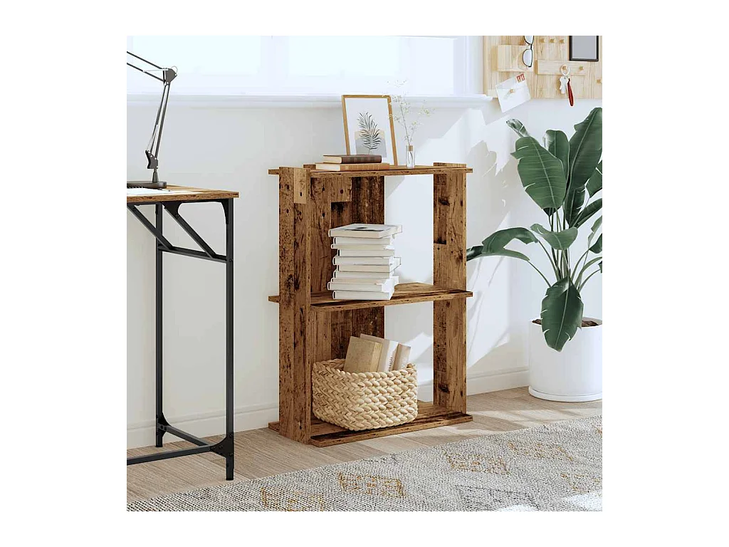 Bibliothèque | Etagère de rangement | Meuble de rangement à 3 niveaux vieux bois 60x30x80 cm bois ingénierie