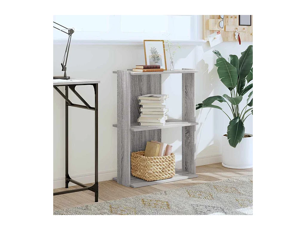 Bibliothèque | Etagère de rangement | Meuble de rangement 3 niveaux sonoma gris 60x30x80cm bois d'ingénierie