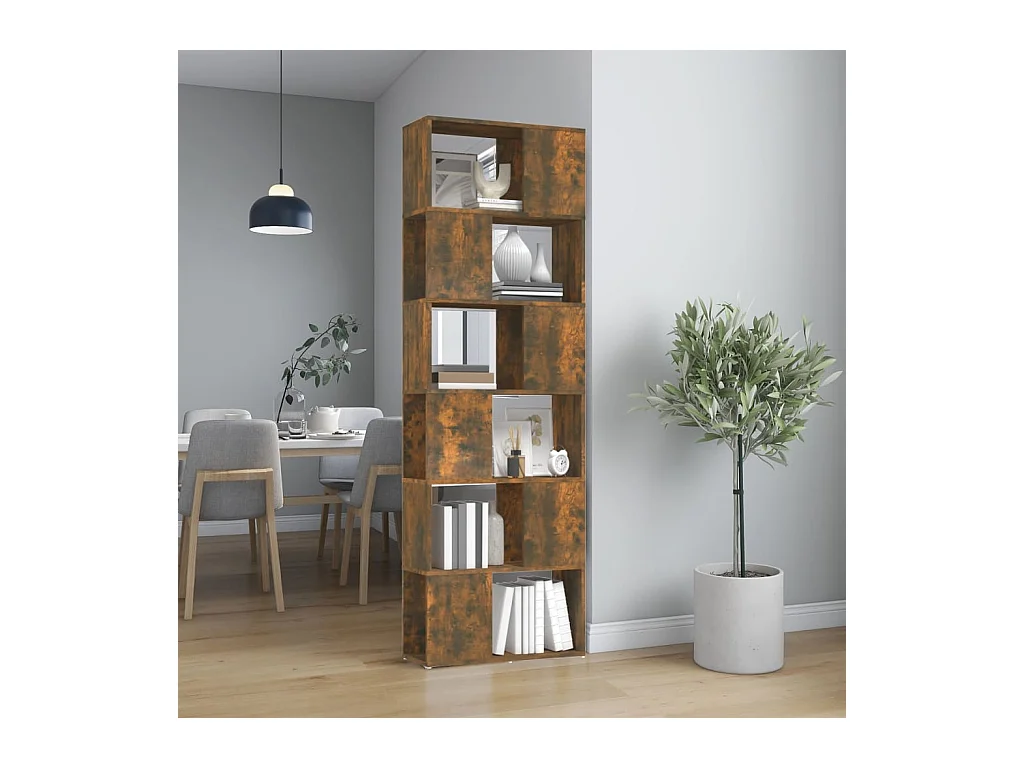Libreria | Scaffale | Mobile di stoccaggio Divisorio Rovere Fumo 60x24x186 cm