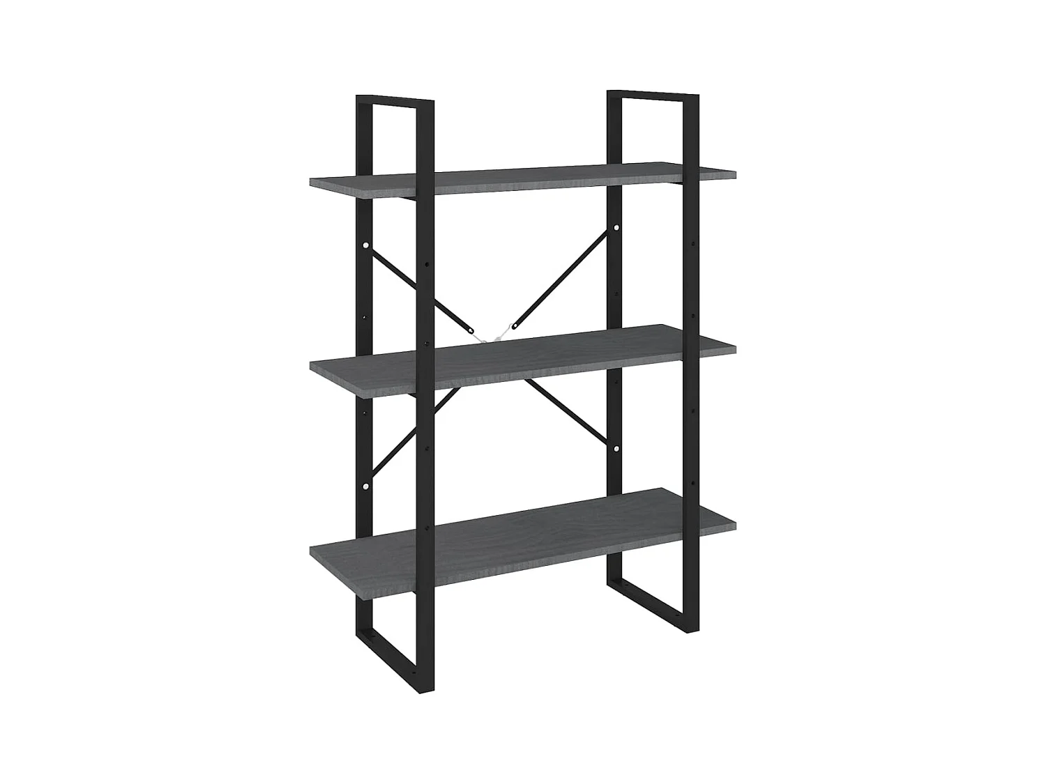 Bibliothèque | Etagère de rangement | Meuble de rangement à 3 niveaux Gris 80x30x105 cm Bois de pin massif