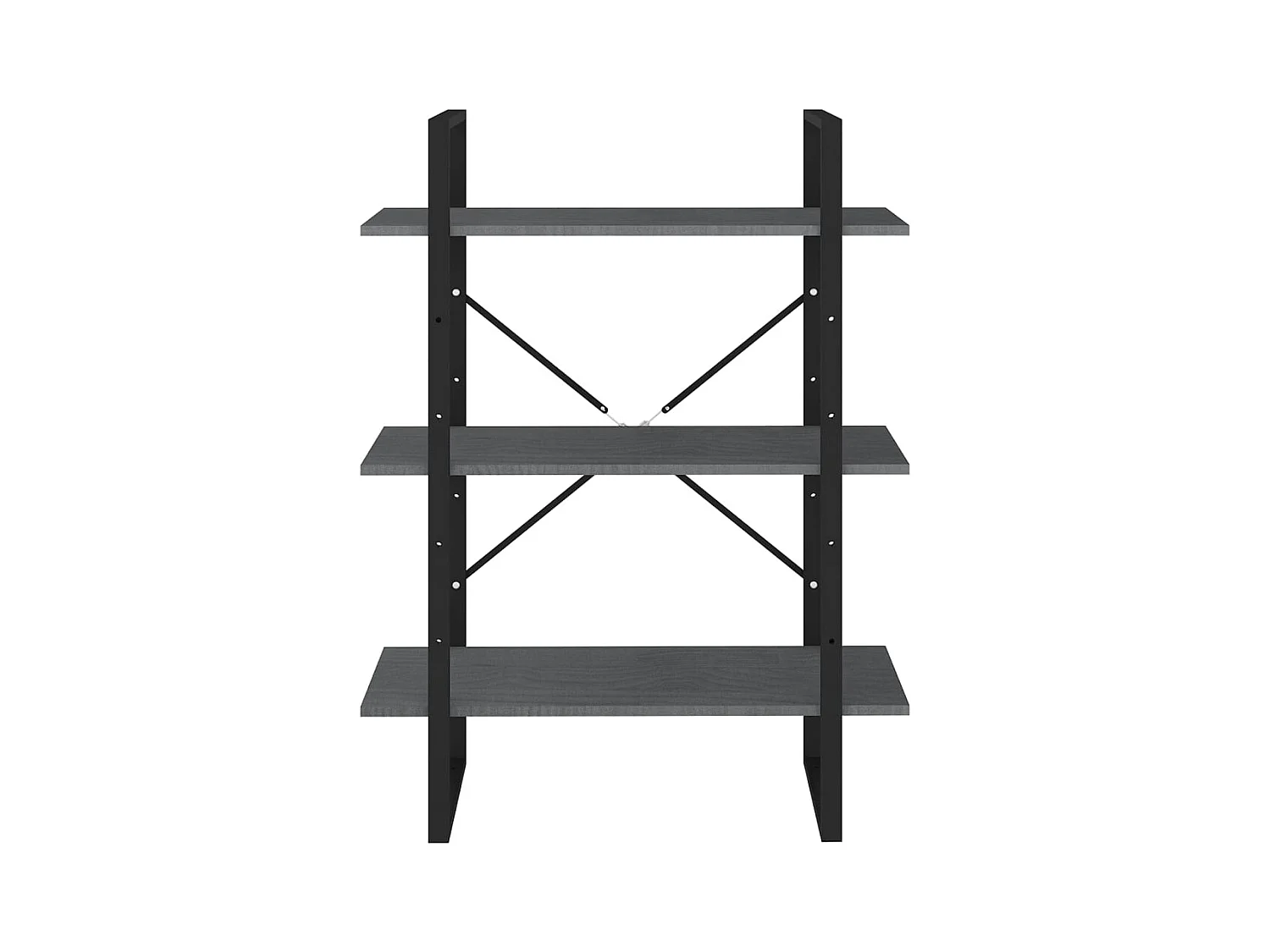 Bibliothèque | Etagère de rangement | Meuble de rangement à 3 niveaux Gris 80x30x105 cm Bois de pin massif