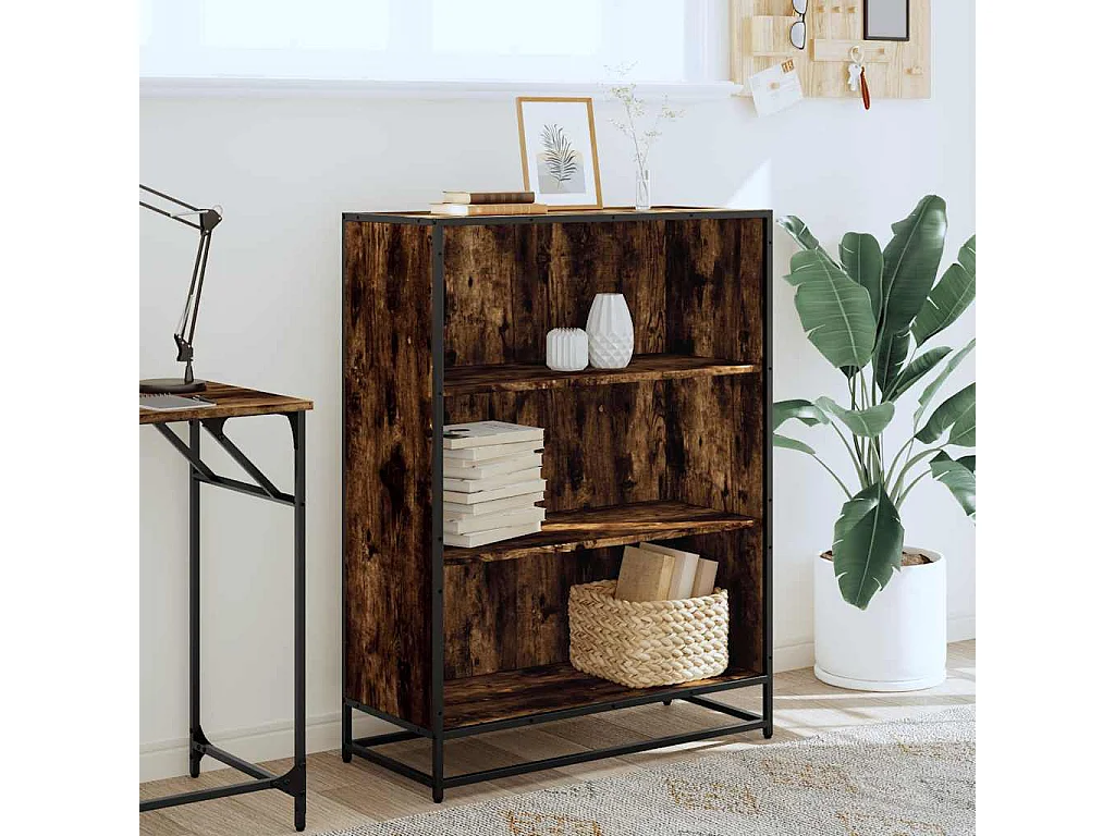 Libreria | Scaffale | Mobile di stoccaggio Rovere Fumo 80,5x35x107,5 cm in Legno Multistrato