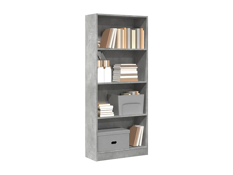 Bibliothèque | Etagère de rangement | Meuble de rangement gris béton 60x24x143 cm bois d'ingénierie