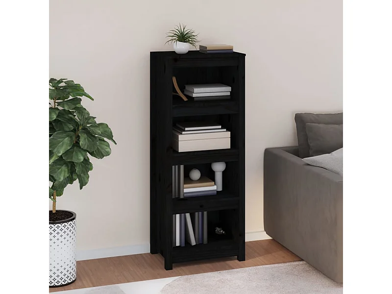 Libreria | Scaffale | Mobile di stoccaggio Nera 50x35x125,5 cm in Legno Massello di Pino