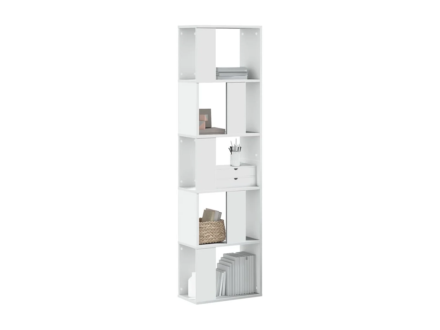 Boekenkast | Boekenplank | Opbergmeubel 5-laags 45x23,5x162,5 cm bewerkt hout wit