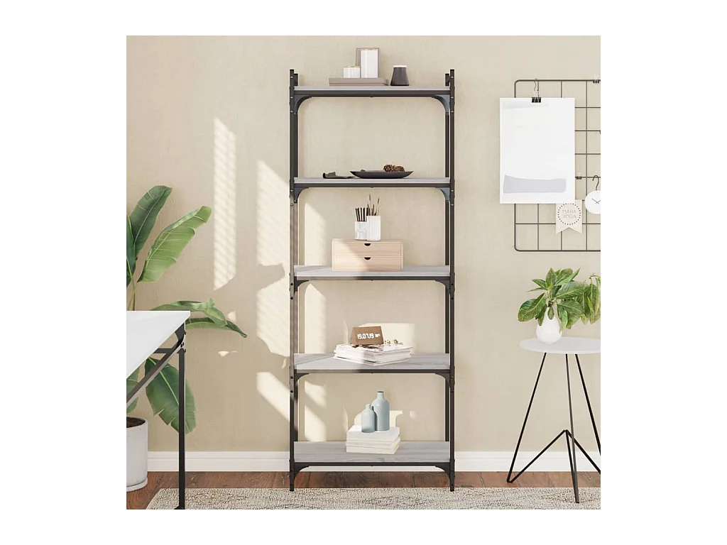 Bibliothèque | Etagère de rangement | Meuble de rangement à 5 niveaux sonoma gris 60x30x154 cm