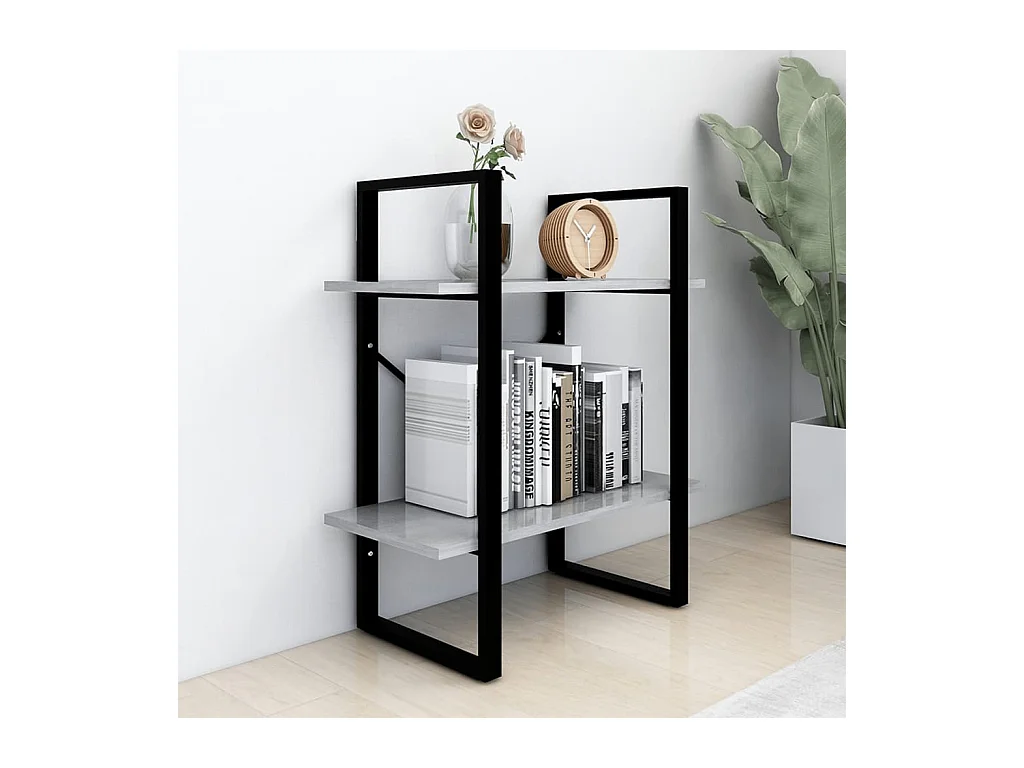 Bibliothèque | Etagère de rangement | Meuble de rangement à 2 niveaux Gris béton 60x30x70 cm bois ingénierie