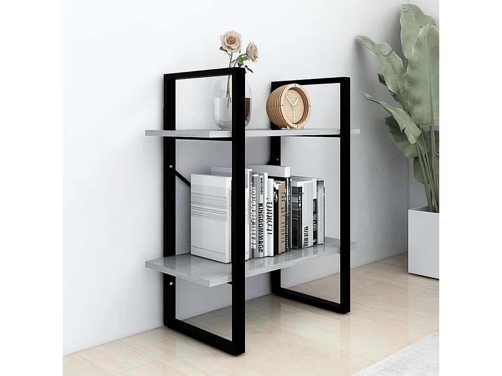 Bibliothèque | Etagère de rangement | Meuble de rangement à 2 niveaux Gris béton 60x30x70 cm bois ingénierie