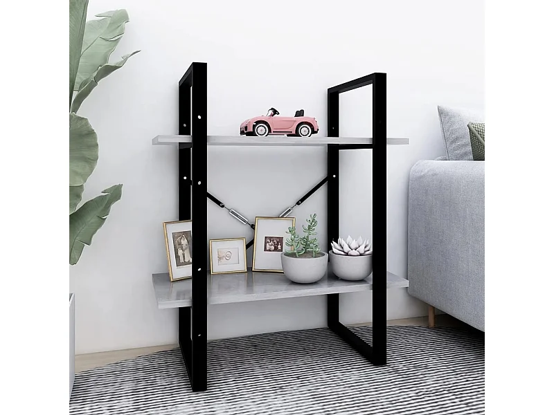 Bibliothèque | Etagère de rangement | Meuble de rangement à 2 niveaux Gris béton 60x30x70 cm bois ingénierie