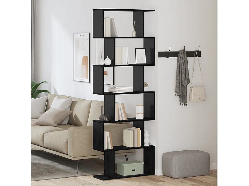 Bibliothèque | Etagère de rangement | Meuble de rangement en chêne noir - 70 x 24 x 193,5 cm, bois d'ingénierie.