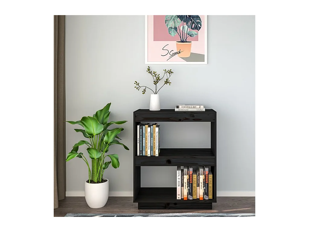 Bibliothèque | Etagère de rangement | Meuble de rangement Noir 60x35x71 cm Bois de pin massif