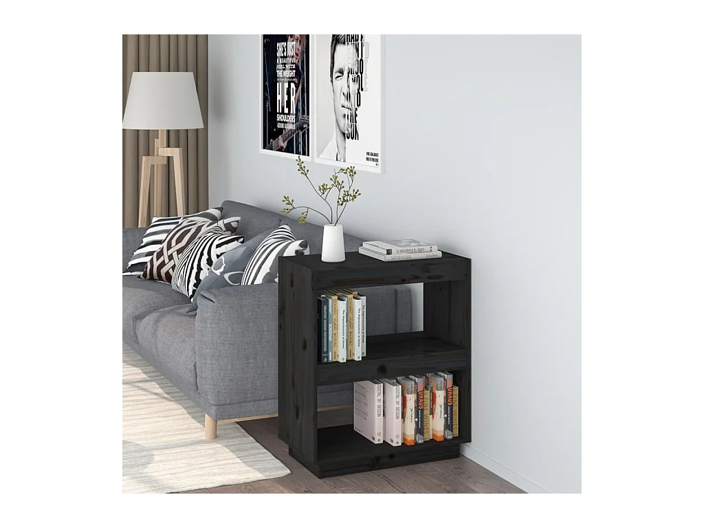 Libreria | Scaffale | Mobile di stoccaggio Nera 60x35x71 cm in Legno Massello di Pino